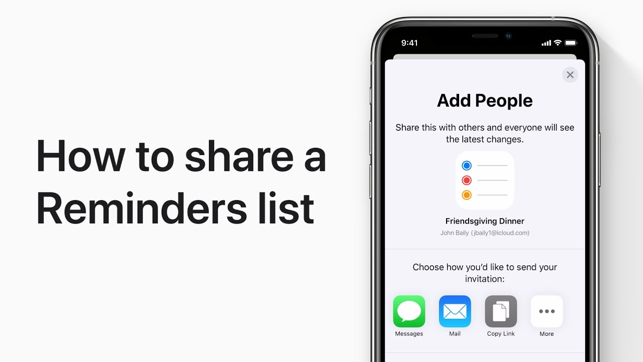 How to share a Reminders list on iPhone, iPad, and iPod touch — Apple Support