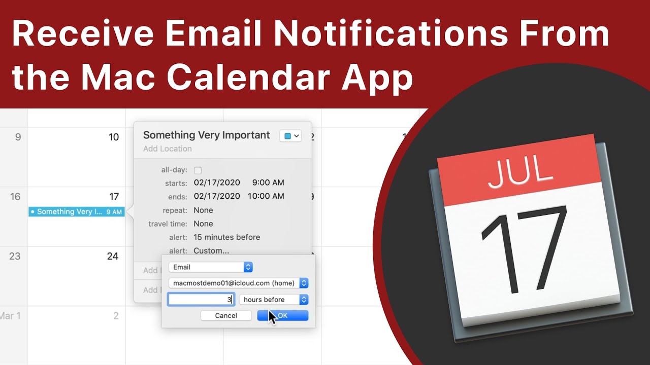 Receive Email Notifications From the Mac Calendar App