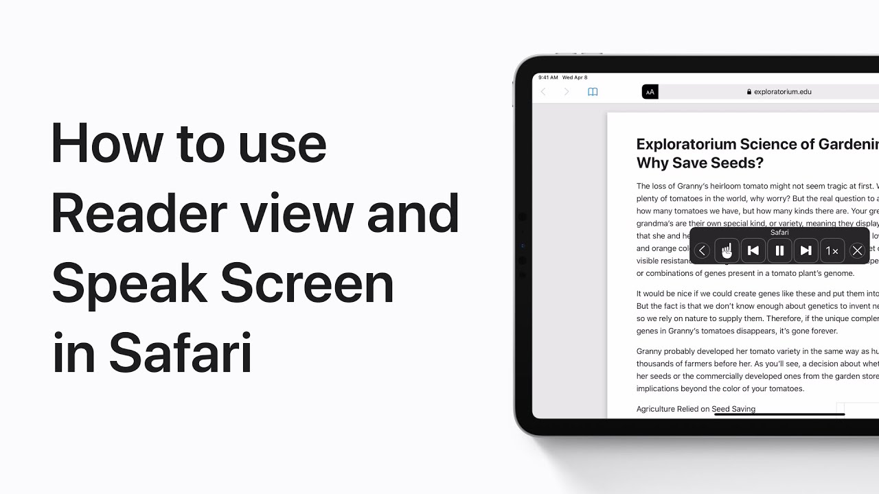 How to use Reader view and Speak Screen in Safari on iPhone, iPad, and iPod touch — Apple Support