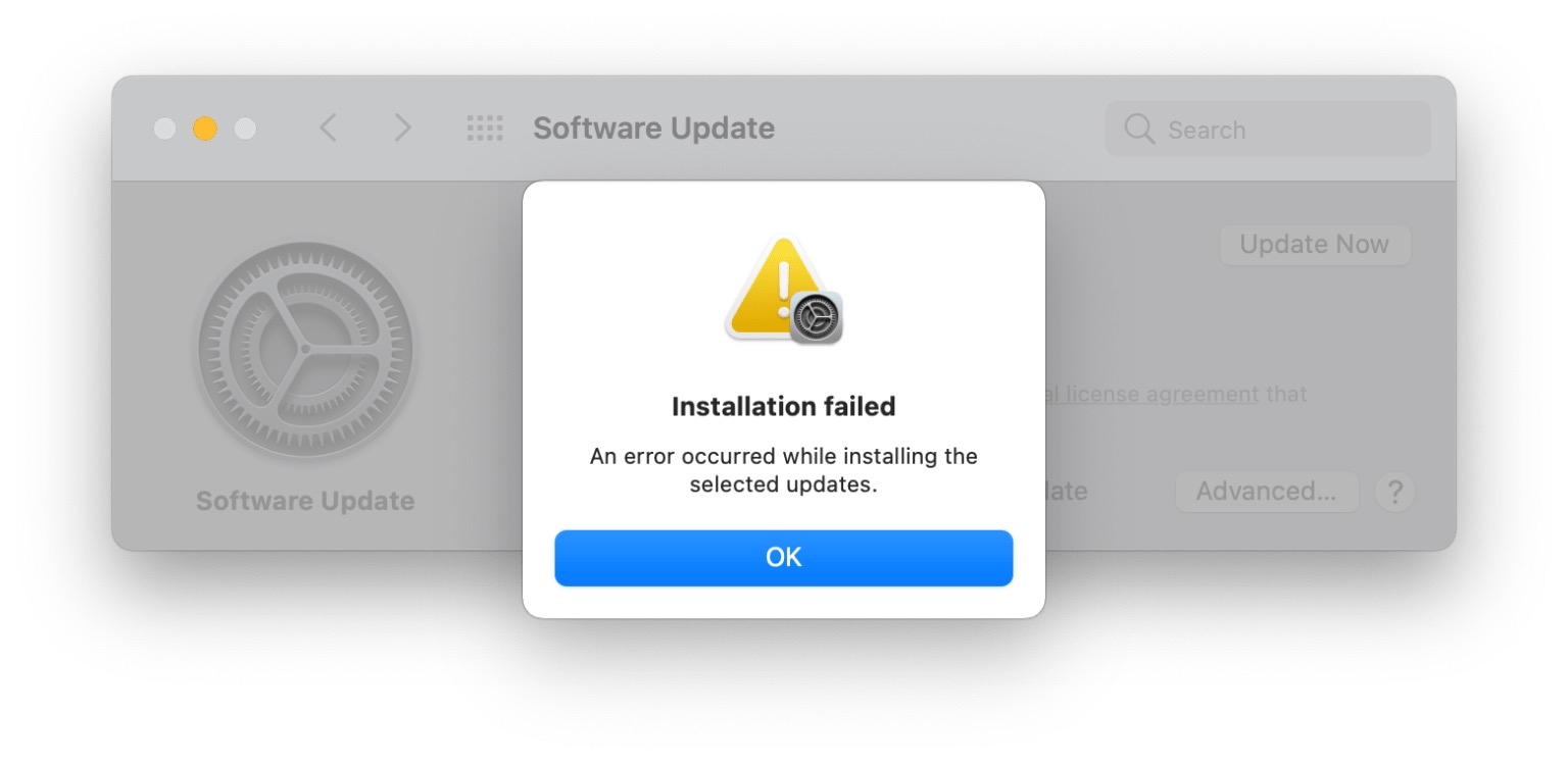 Fix macOS “Installation failed, An error occurred while installing the selected updates” Errors