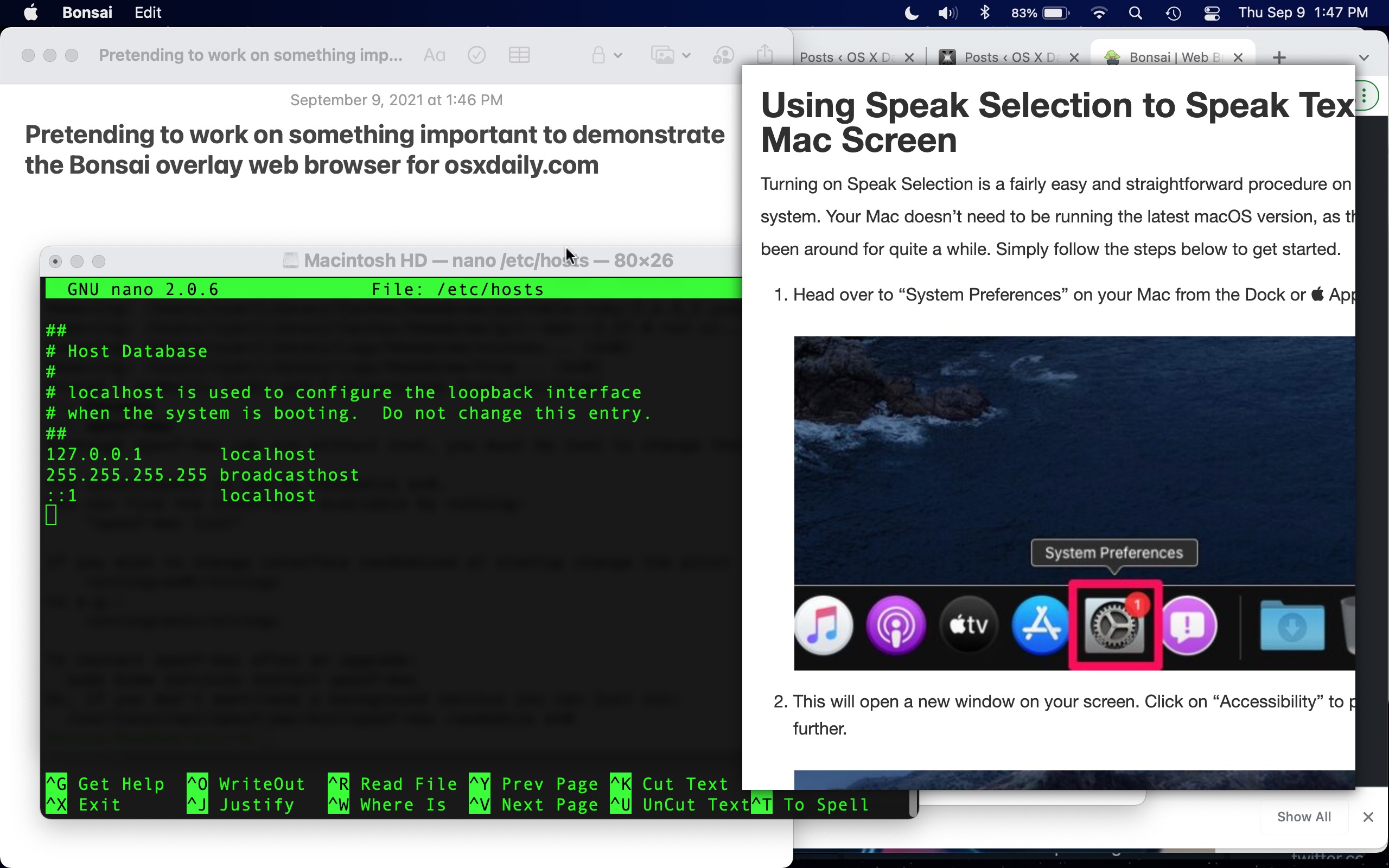 Summon an Overlay Web Browser by Keystroke with Bonsai for Mac