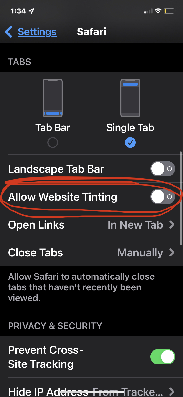 How to Turn Off Address Bar Color Effect in Safari for iPhone & iPad