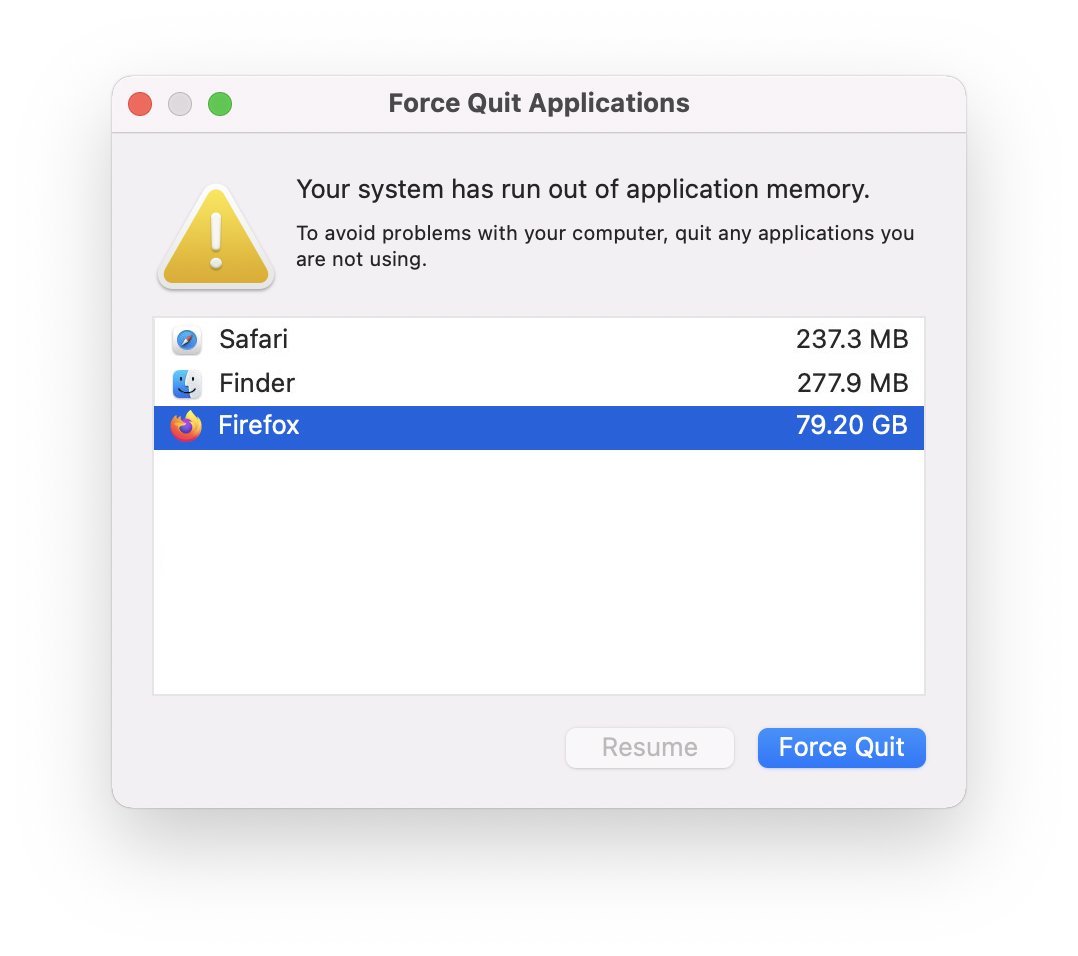 “Your system has run out of application memory” Mac Error