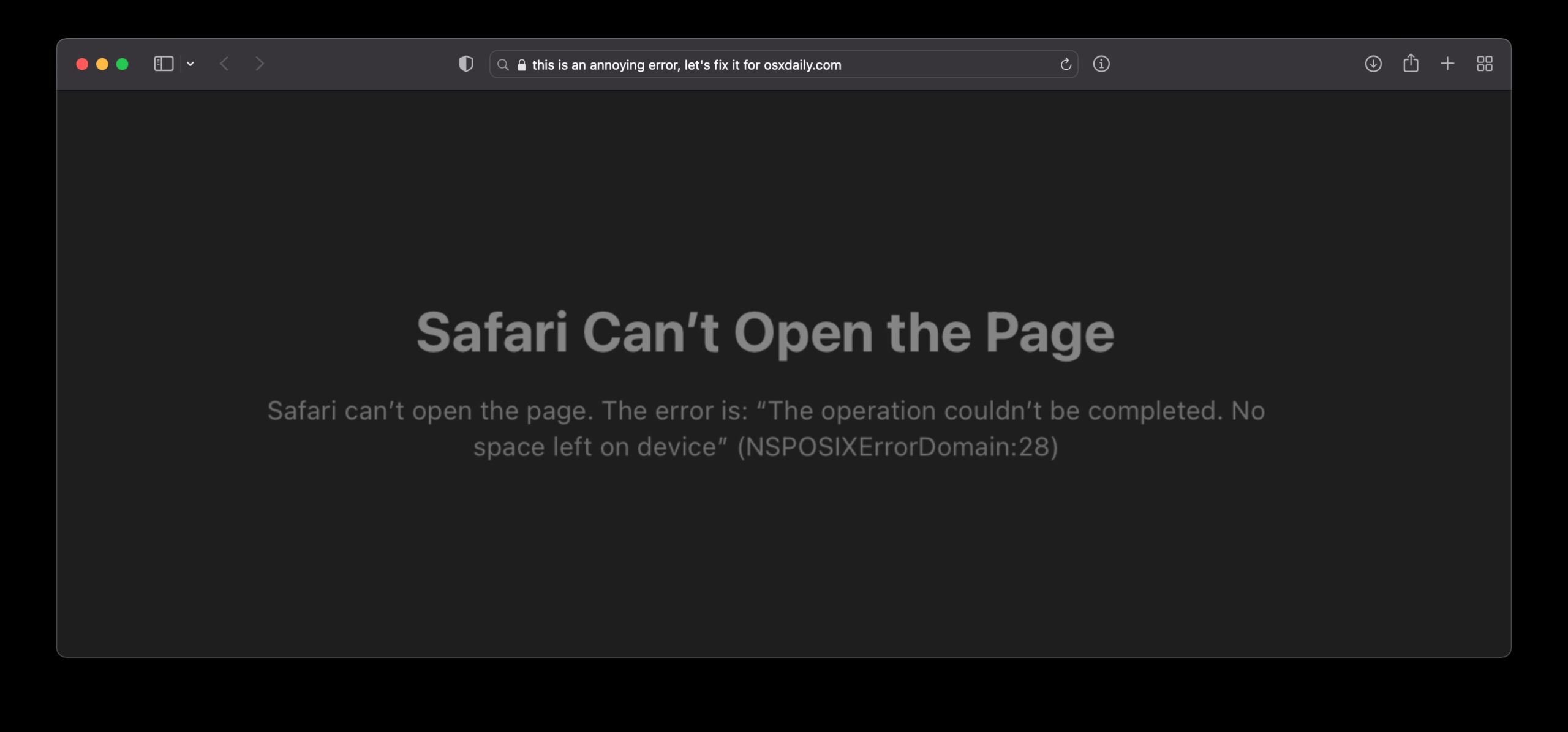 Fix “Safari Can’t Open Page NSPOSIXErrorDomain:28” Error on Mac