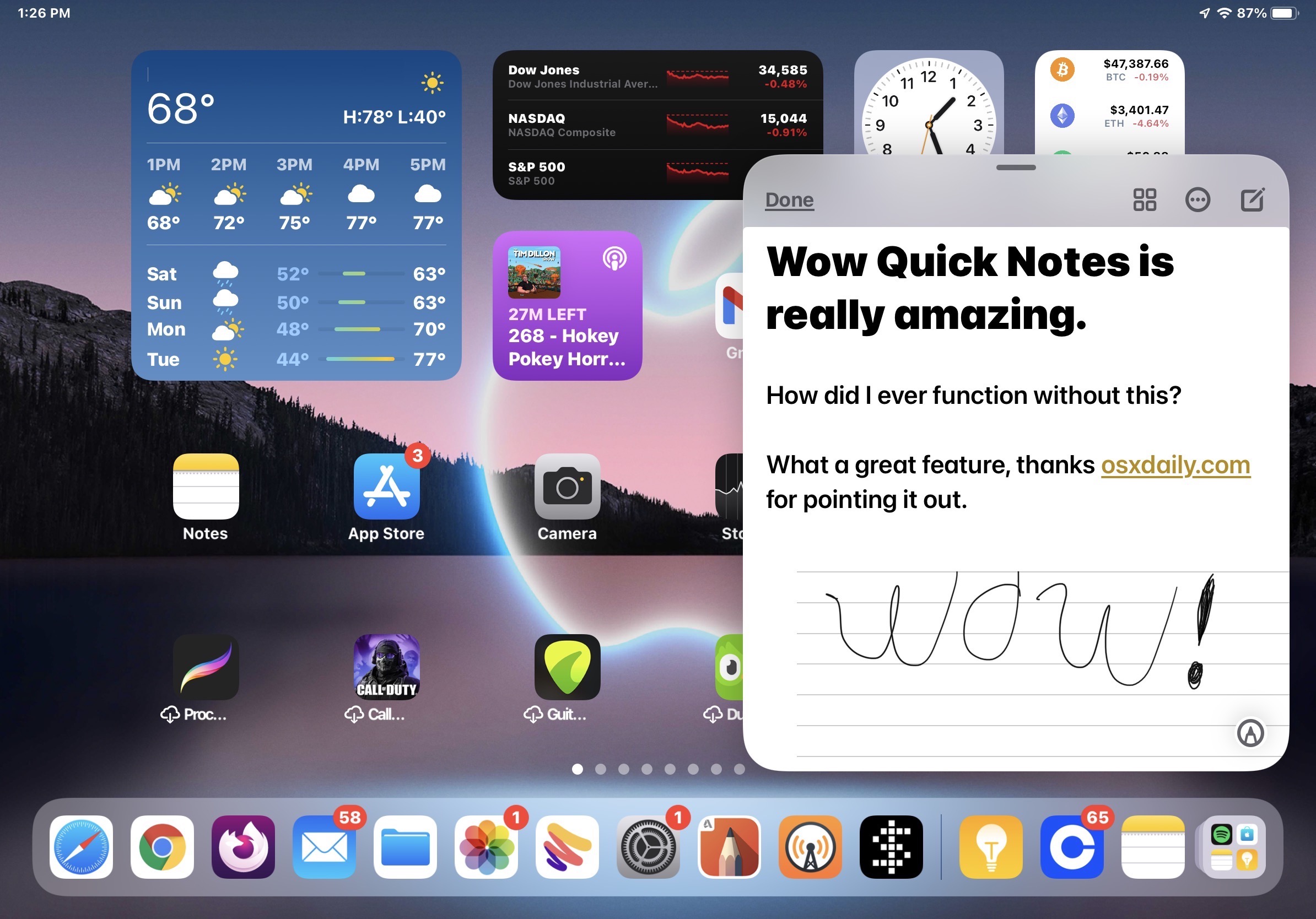 Create Quick Notes on iPad from Anywhere with a Swipe Gesture