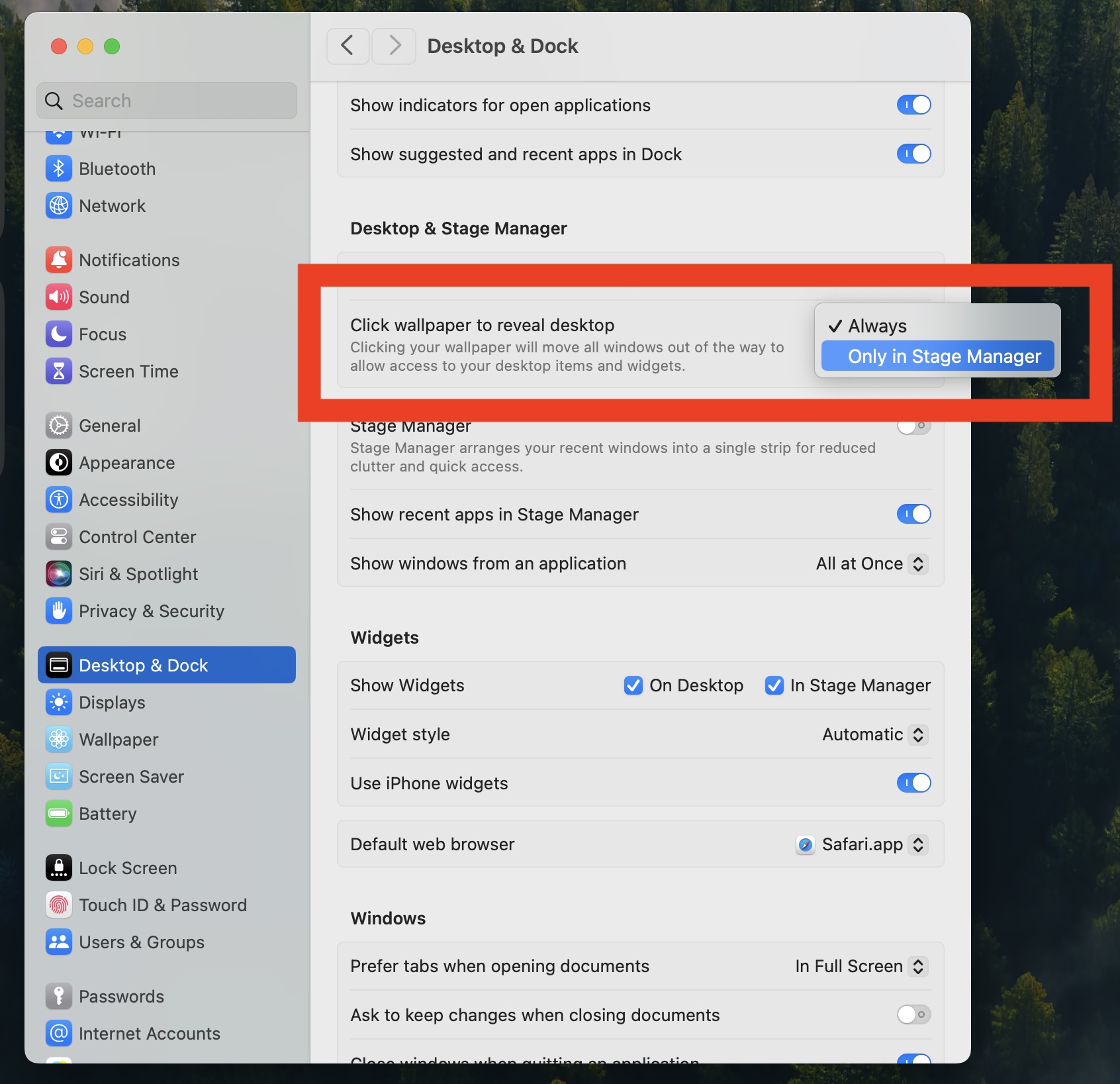 How to Disable “Click Wallpaper to Show Desktop” in MacOS Sonoma